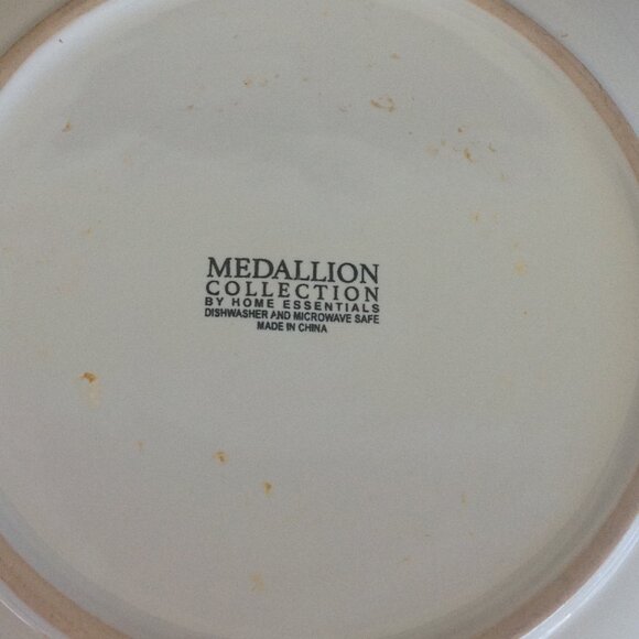 8.5" Salad Plate Blue, White, Flower Medallion, Brown Trim Medallion Collection - Picture 4 of 4